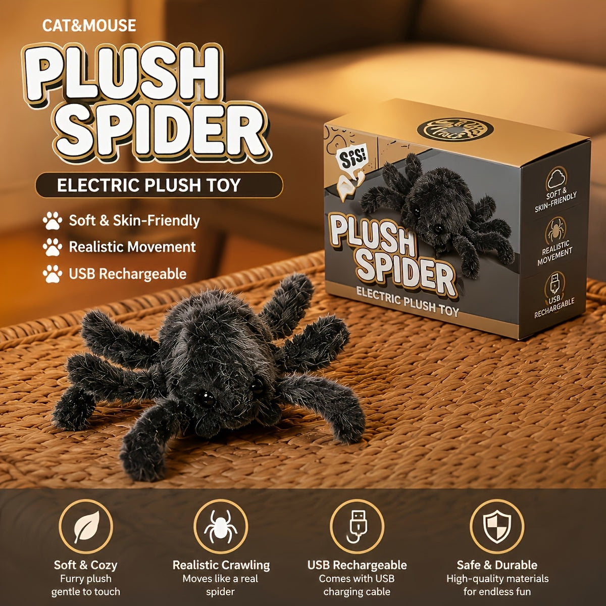 Plush Spider Cat Toy
